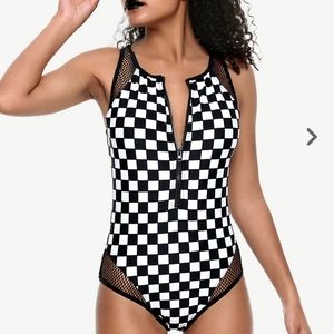 Black and white checkered swimsuit